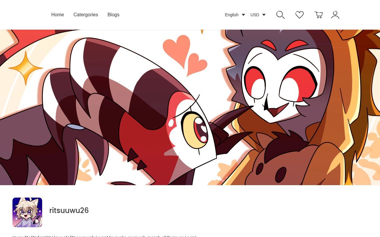 Homepage screenshot of ritsuuwu26.artiststore.com
