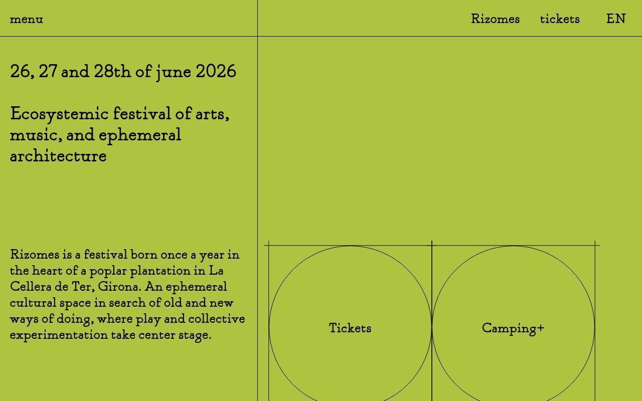 Homepage screenshot of rizomes.com