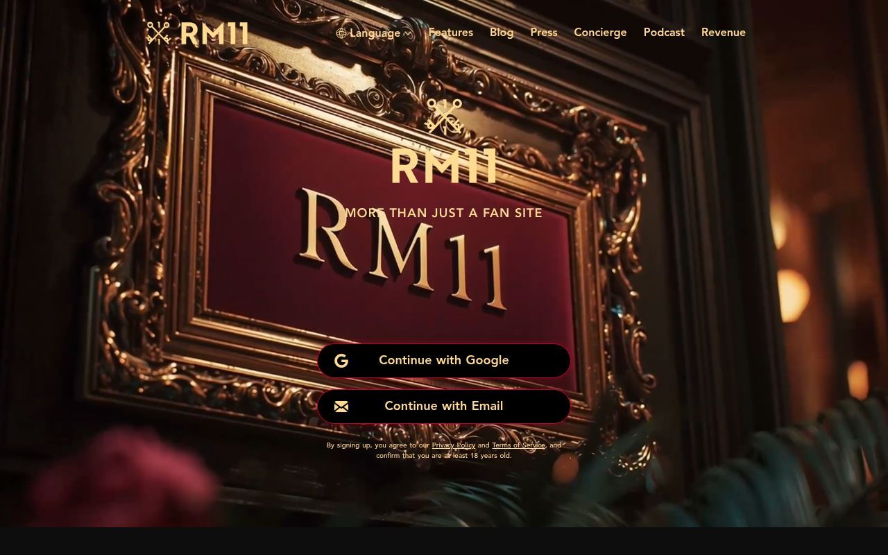Homepage screenshot of rm11.com