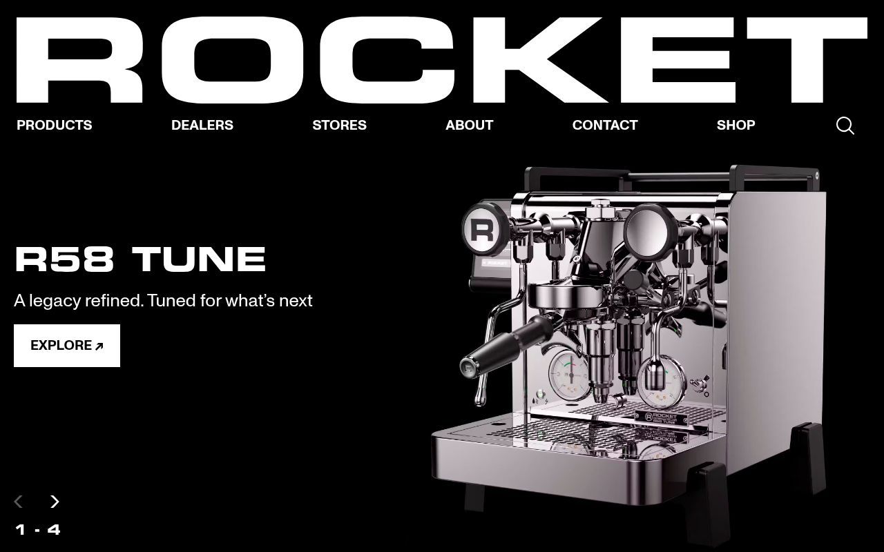 Homepage screenshot of rocket-espresso.com