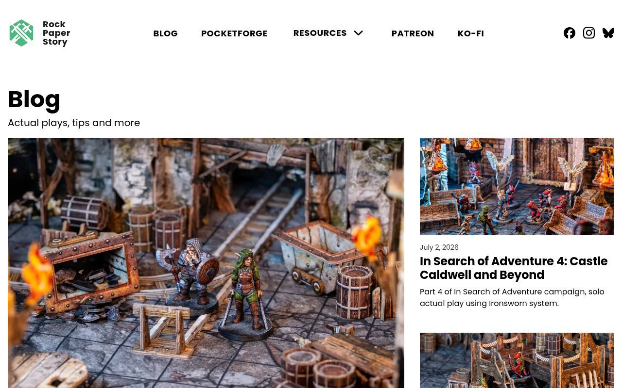 Homepage screenshot of rockpaperstory.com