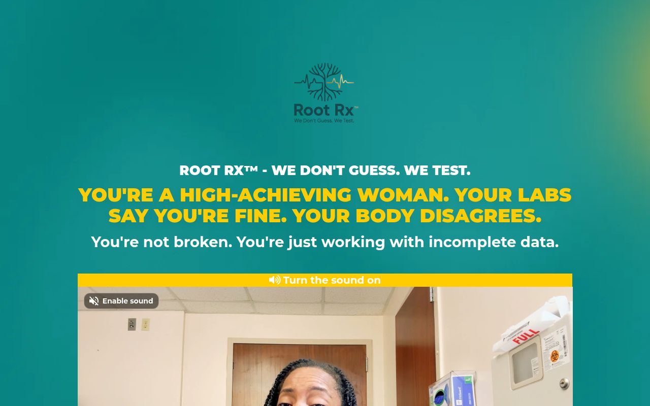 Homepage screenshot of rootrxhealth.com