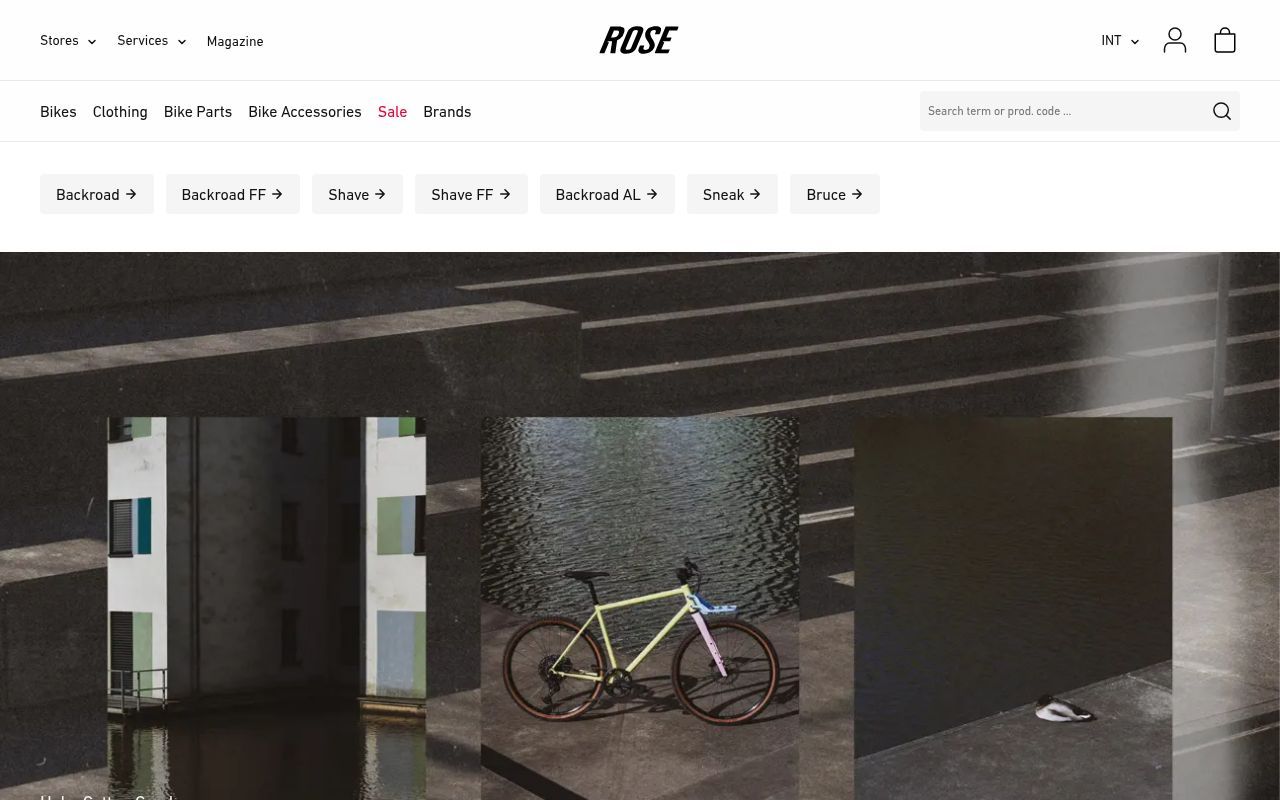 Homepage screenshot of rosebikes.com