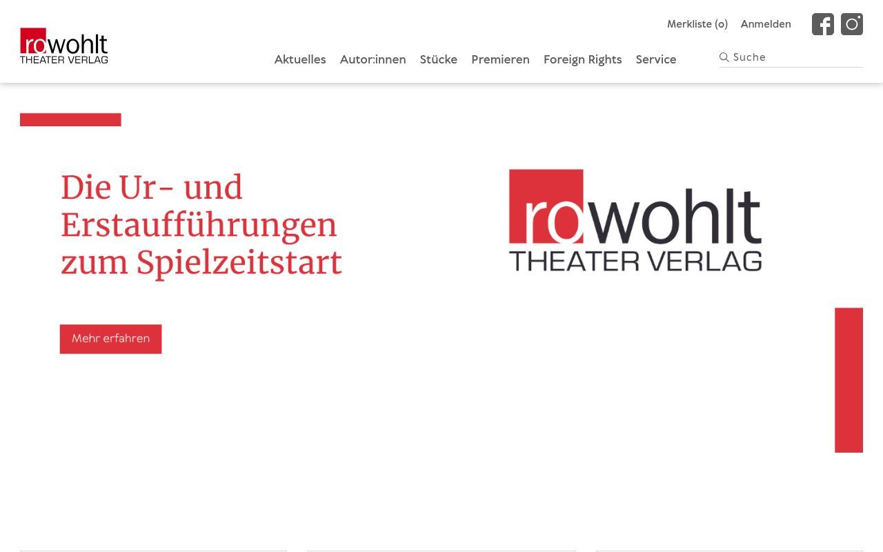 Homepage screenshot of rowohlt-theaterverlag.de