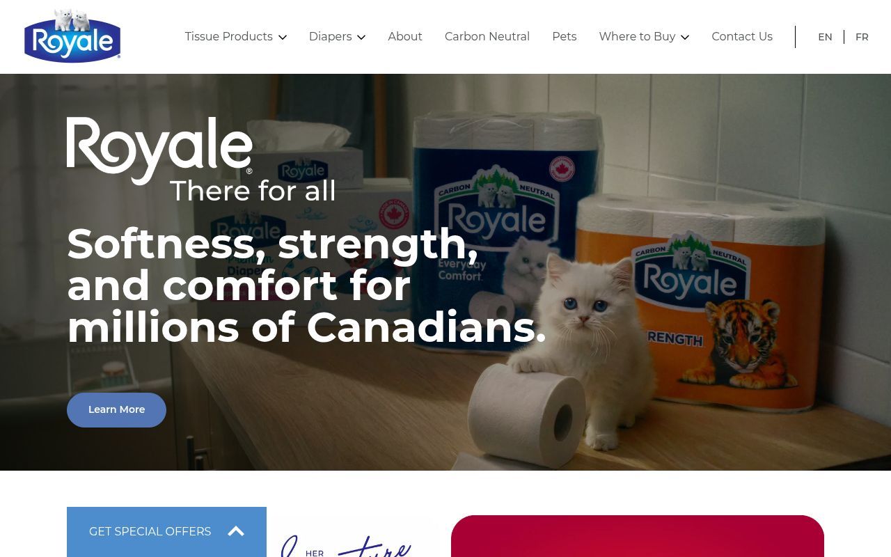 Homepage screenshot of royale.ca