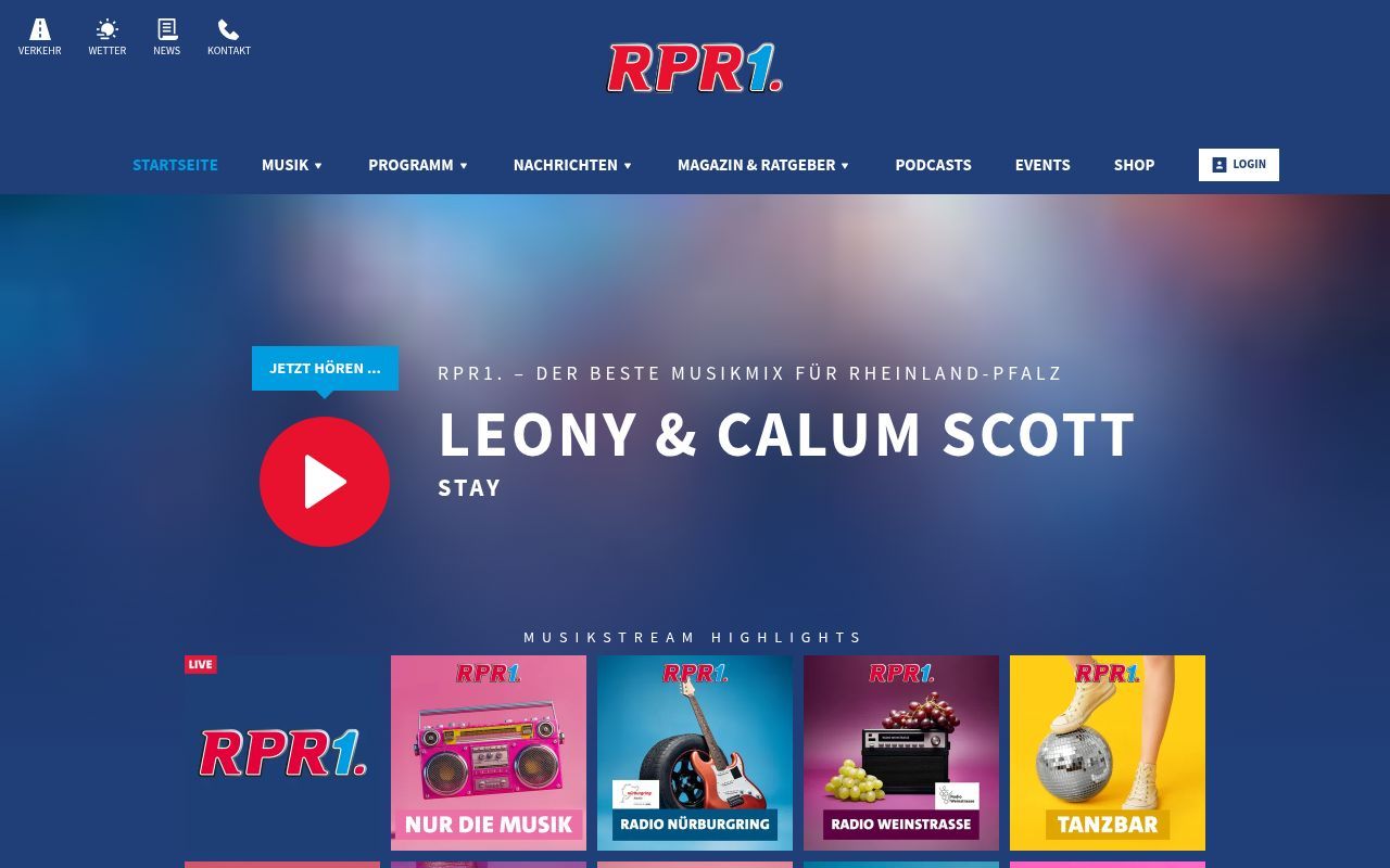 Homepage screenshot of rpr1.de