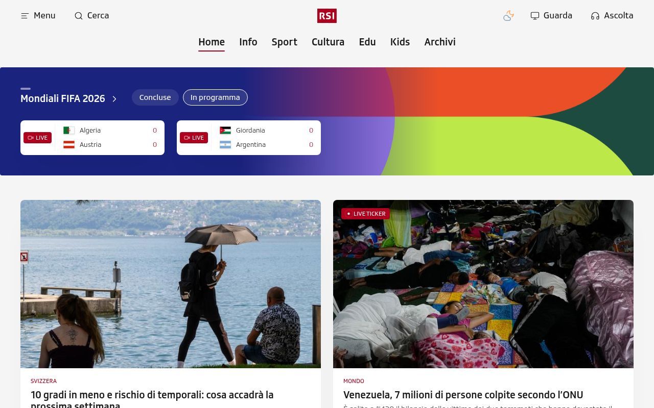 Homepage screenshot of rsi.ch