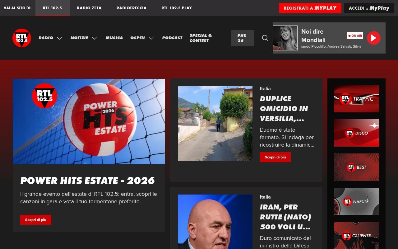 Homepage screenshot of rtl.it