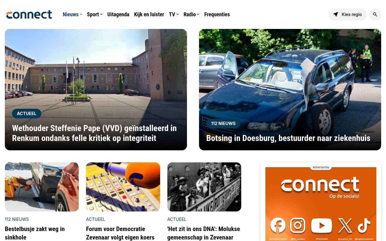 Homepage screenshot of rtvconnect.nl