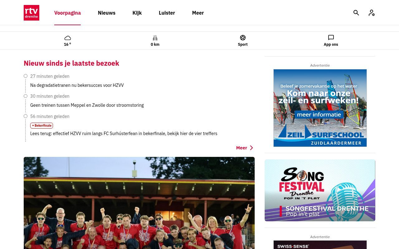 Homepage screenshot of rtvdrenthe.nl