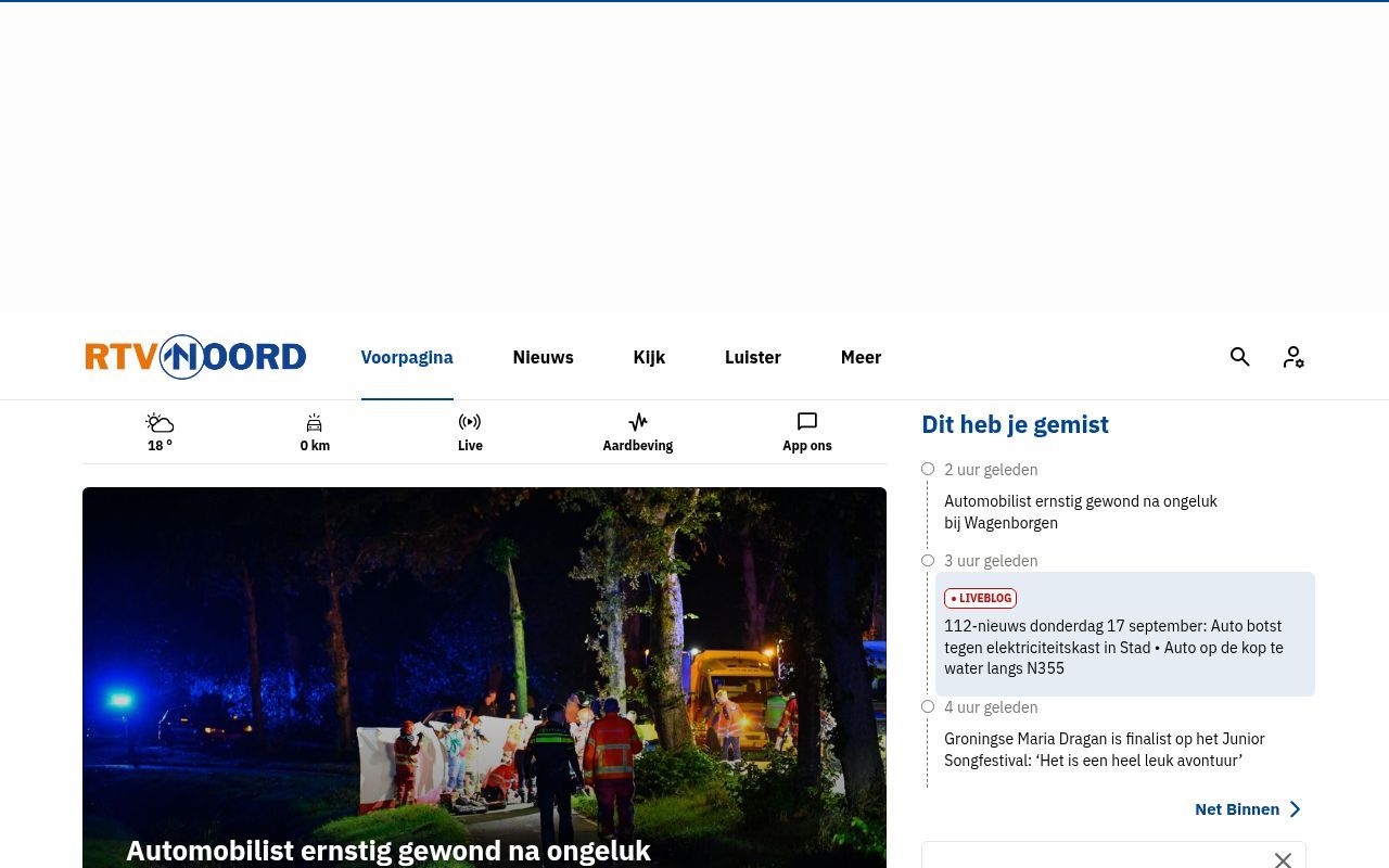 Homepage screenshot of rtvnoord.nl