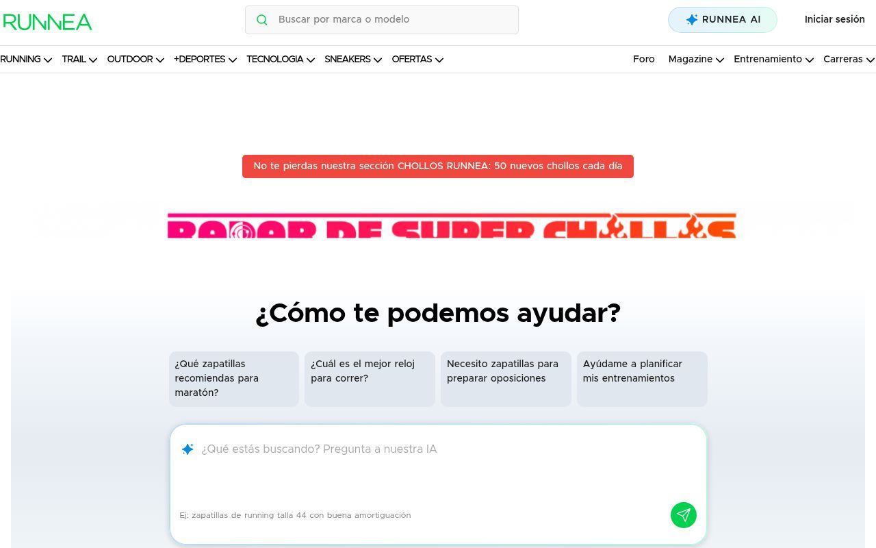 Homepage screenshot of runnea.com