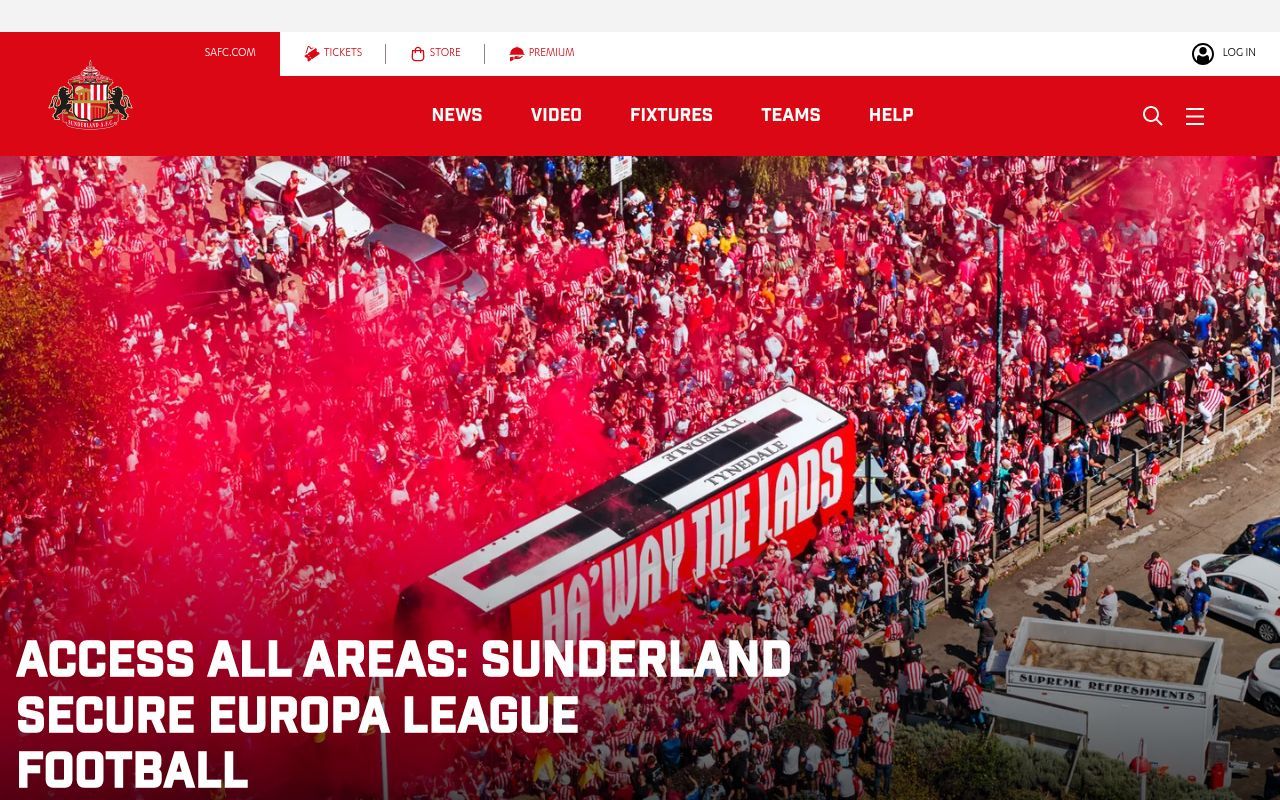 Homepage screenshot of safc.com