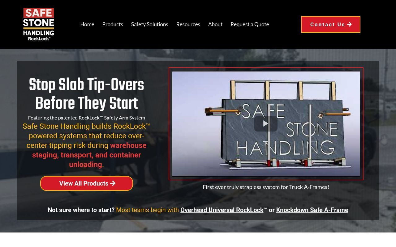Homepage screenshot of safestonehandling.com