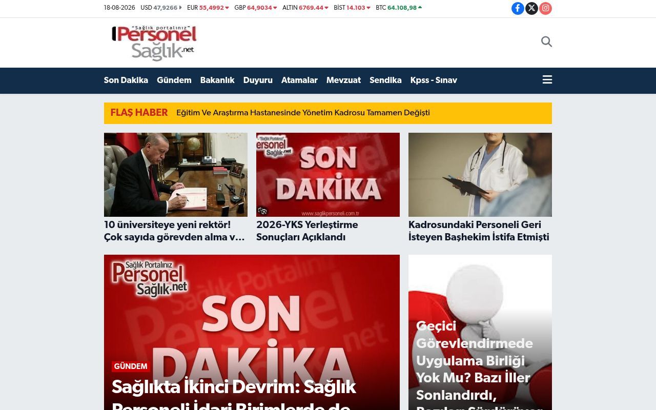 Homepage screenshot of saglikpersoneli.com.tr