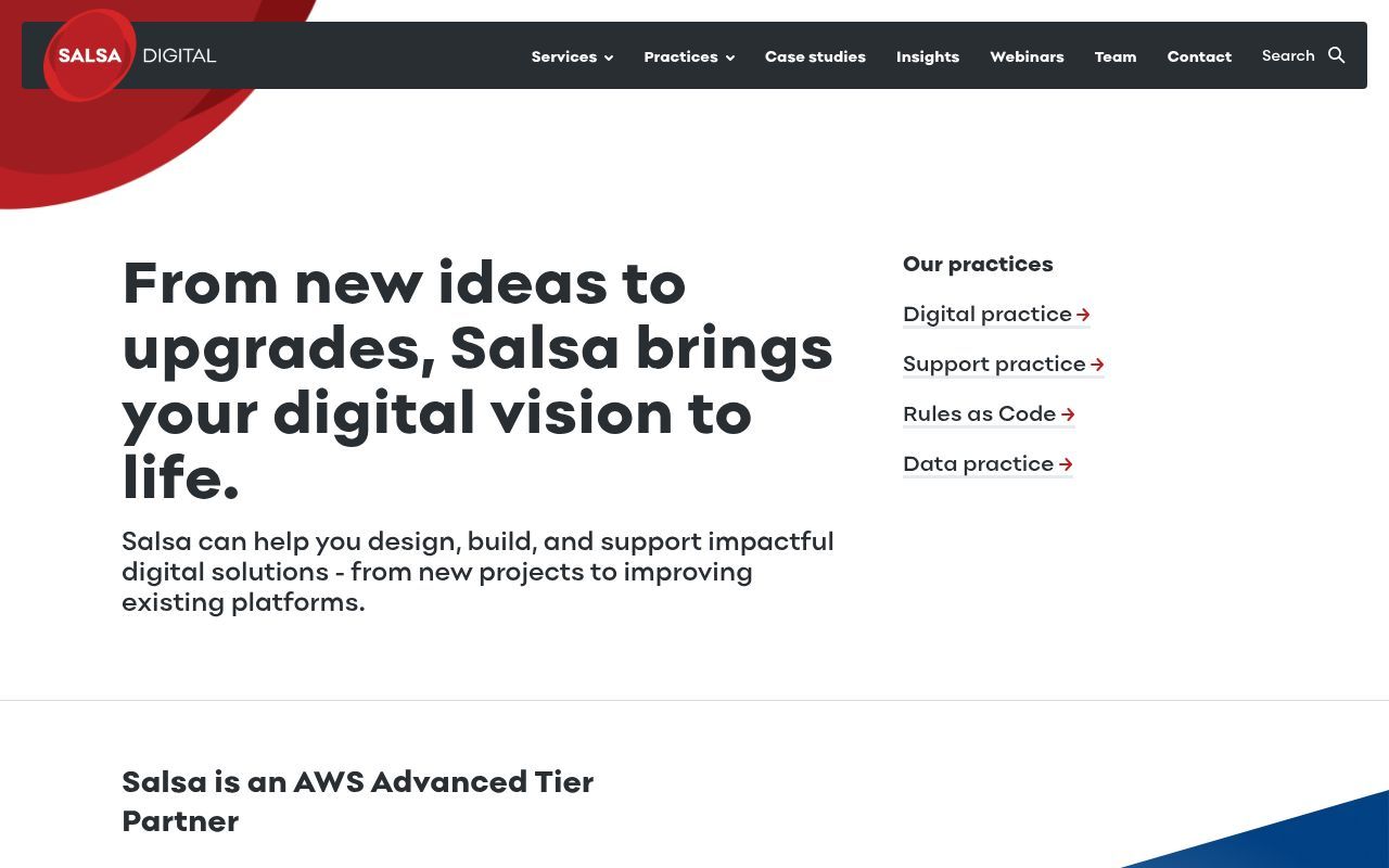 Homepage screenshot of salsa.digital