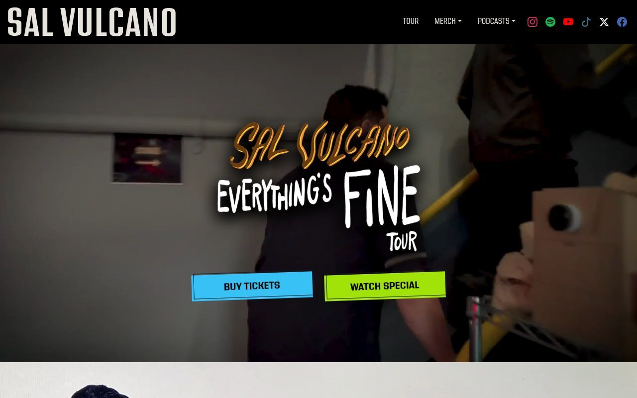 Homepage screenshot of salvulcanocomedy.com