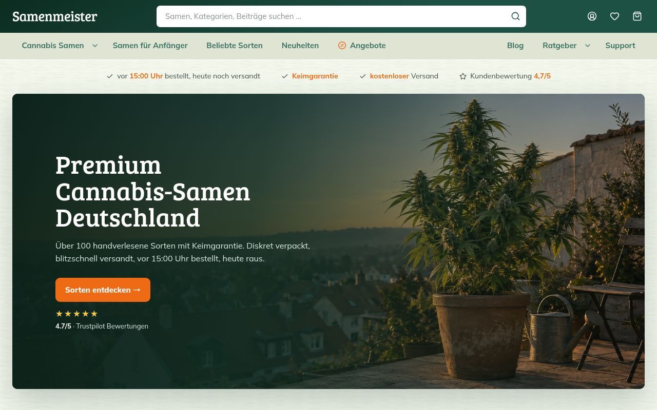 Homepage screenshot of samenmeister.de