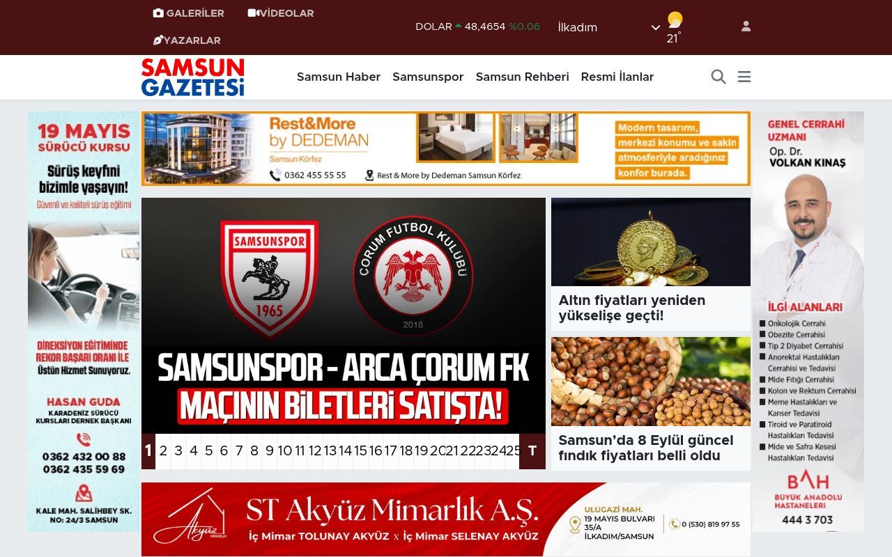 Homepage screenshot of samsungazetesi.com