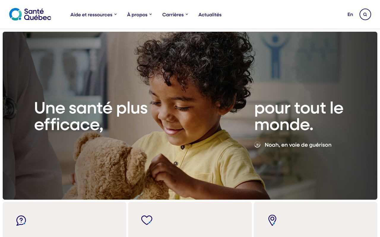 Homepage screenshot of sante.quebec