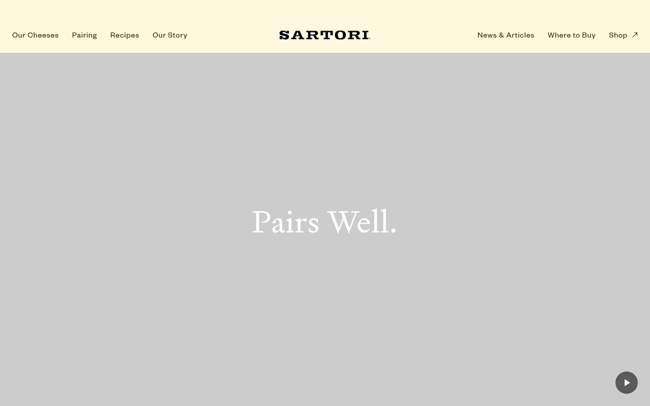 Homepage screenshot of sartoricheese.com