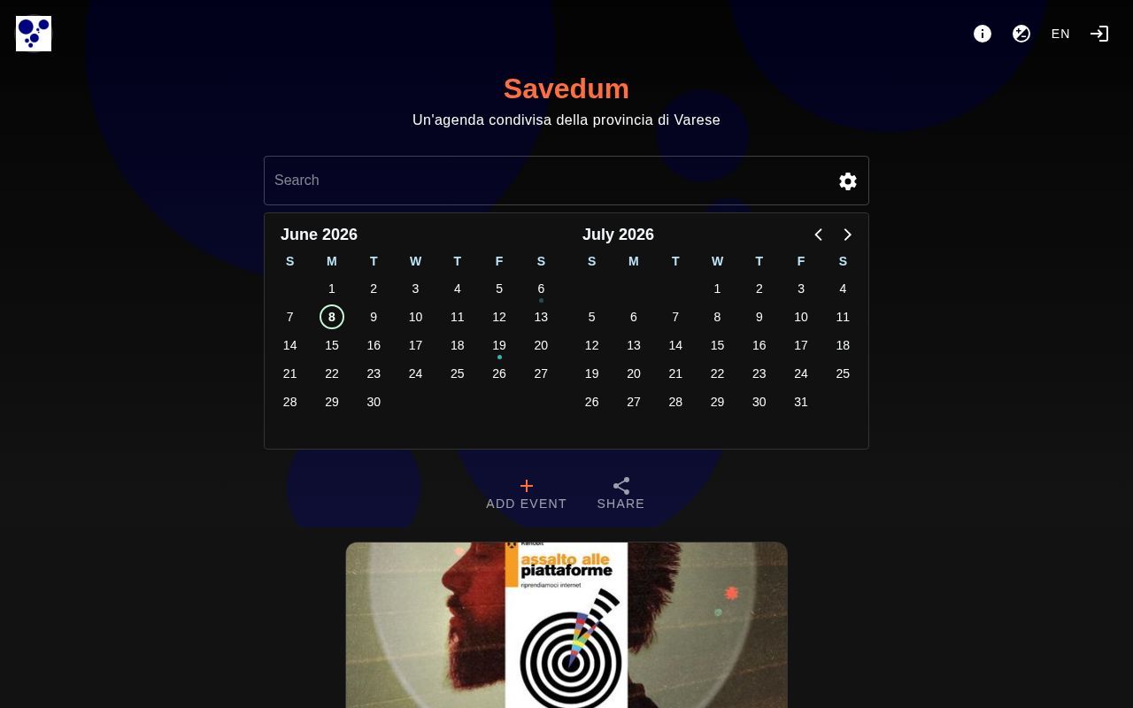 Homepage screenshot of savedum.it