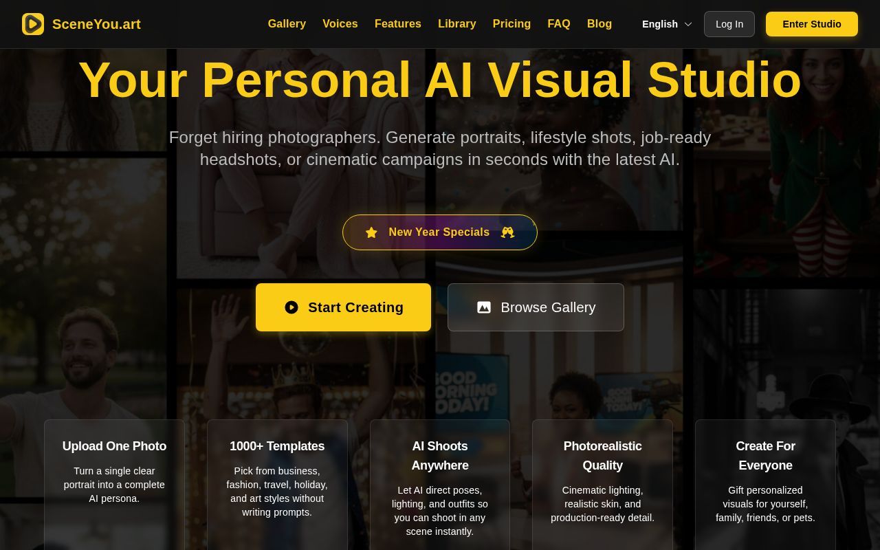 Homepage screenshot of sceneyou.art