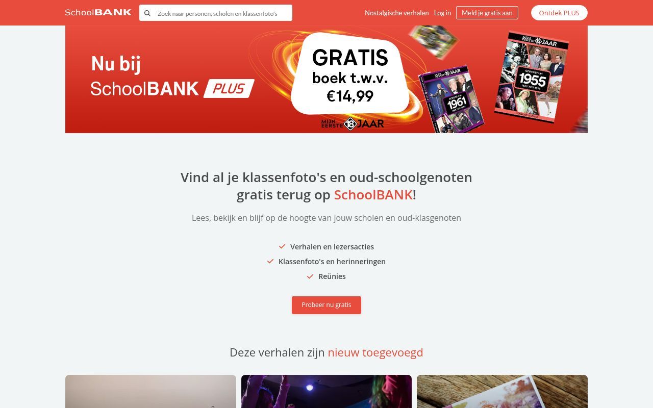 Homepage screenshot of schoolbank.nl