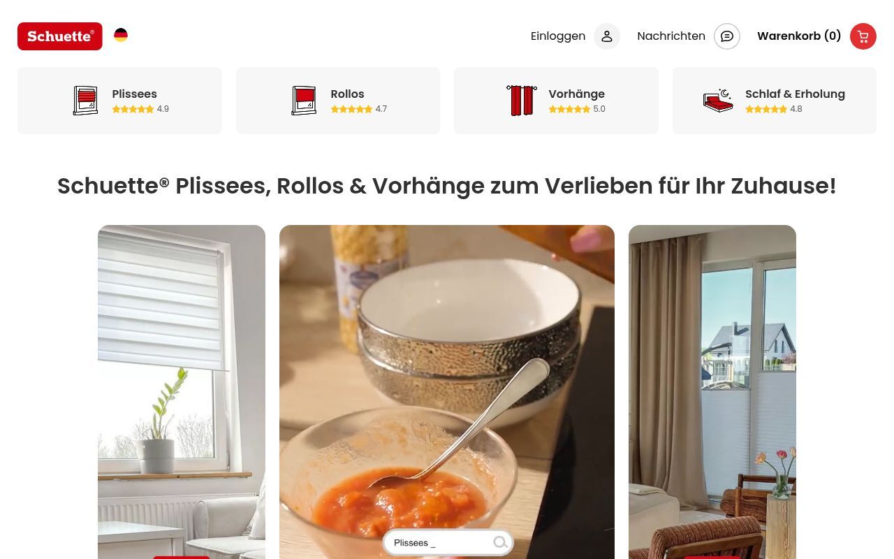 Homepage screenshot of schuette.shop