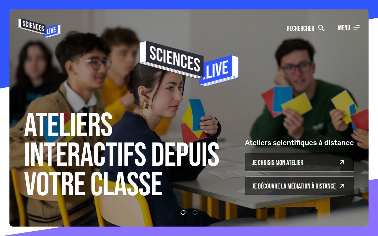 Homepage screenshot of sciences.live