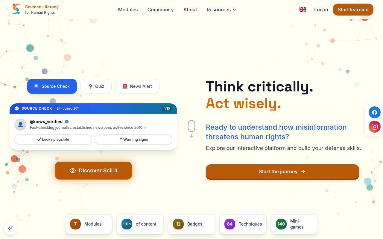 Homepage screenshot of scilit.eu