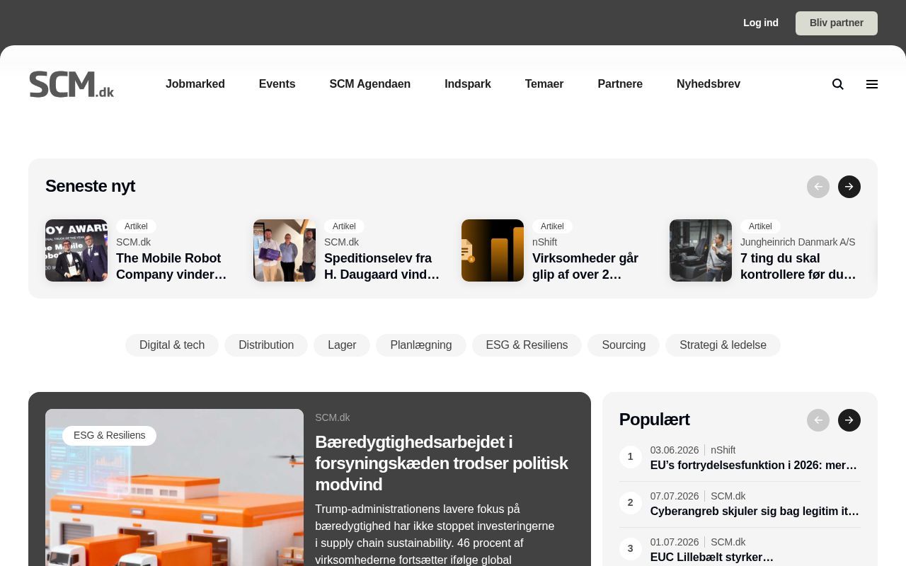 Homepage screenshot of scm.dk