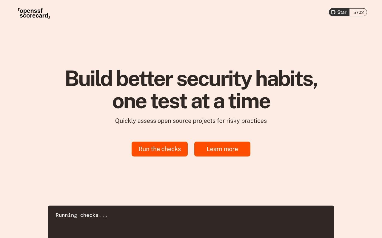 Homepage screenshot of scorecard.dev