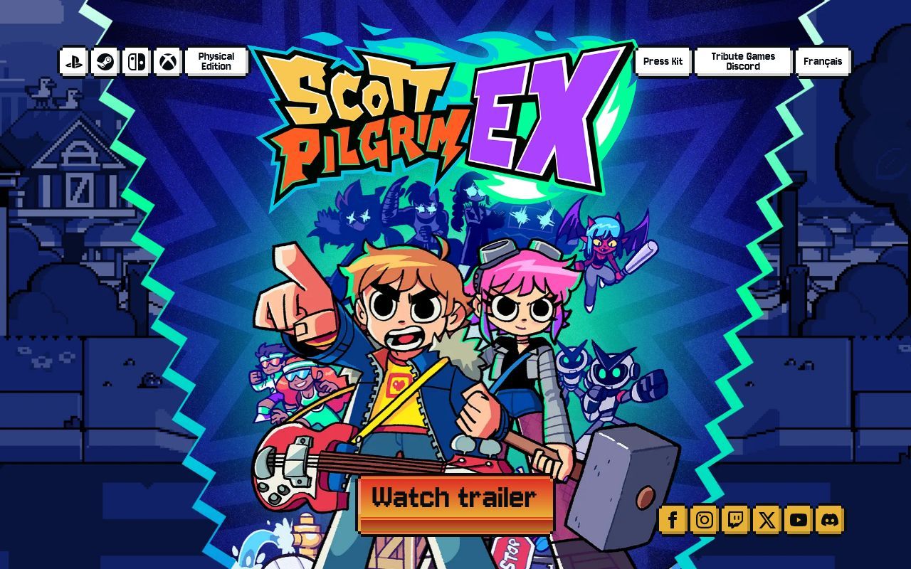 Homepage screenshot of scottpilgrimex.com
