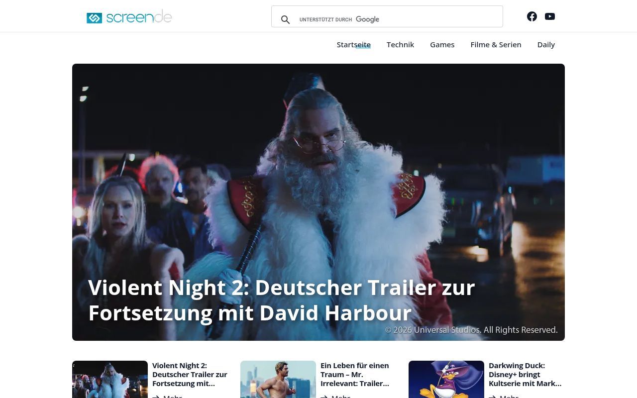 Homepage screenshot of screen.de