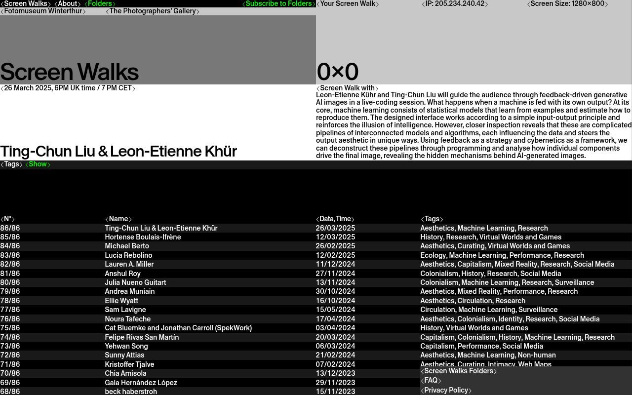 Homepage screenshot of screenwalks.com
