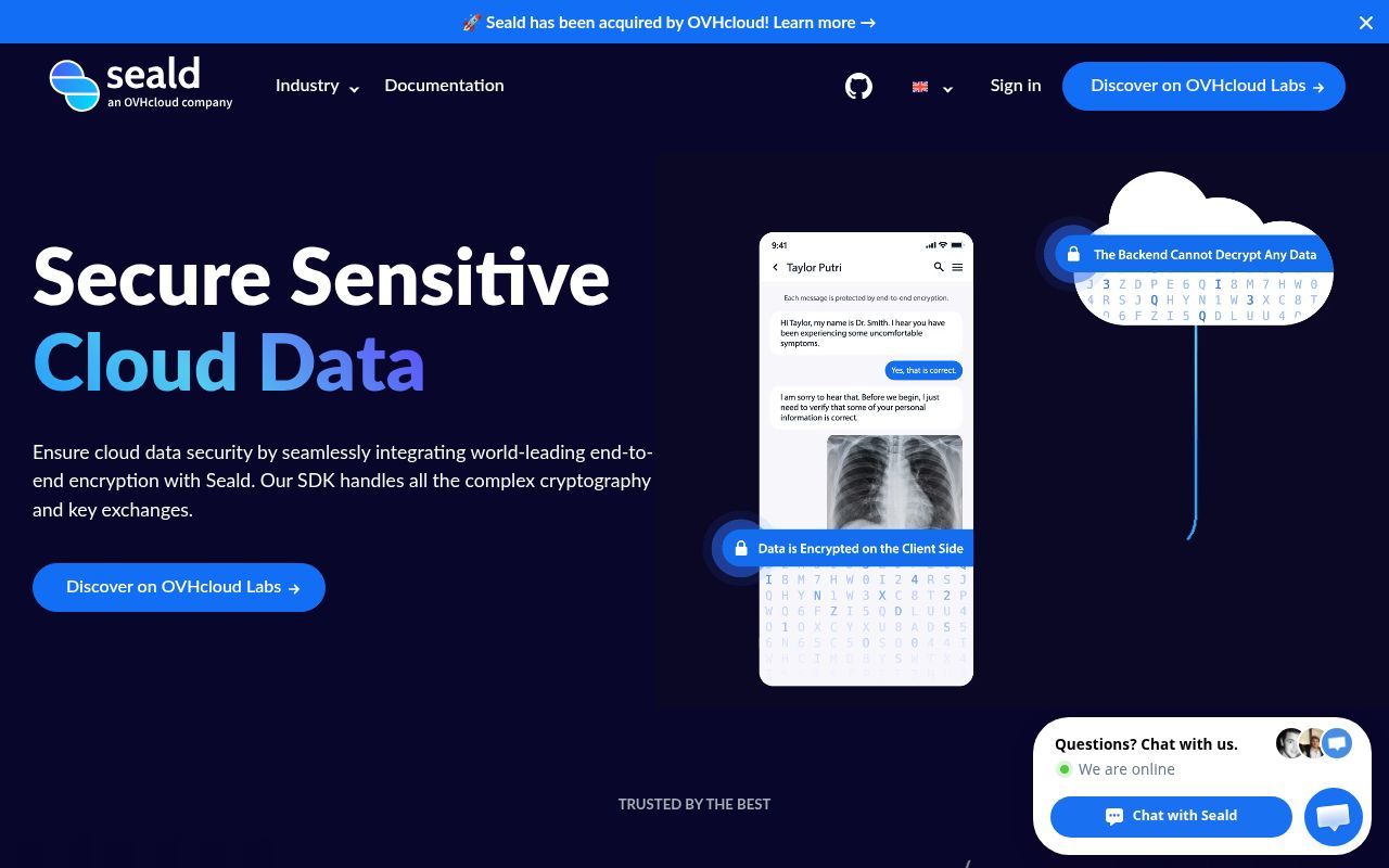 Homepage screenshot of seald.io