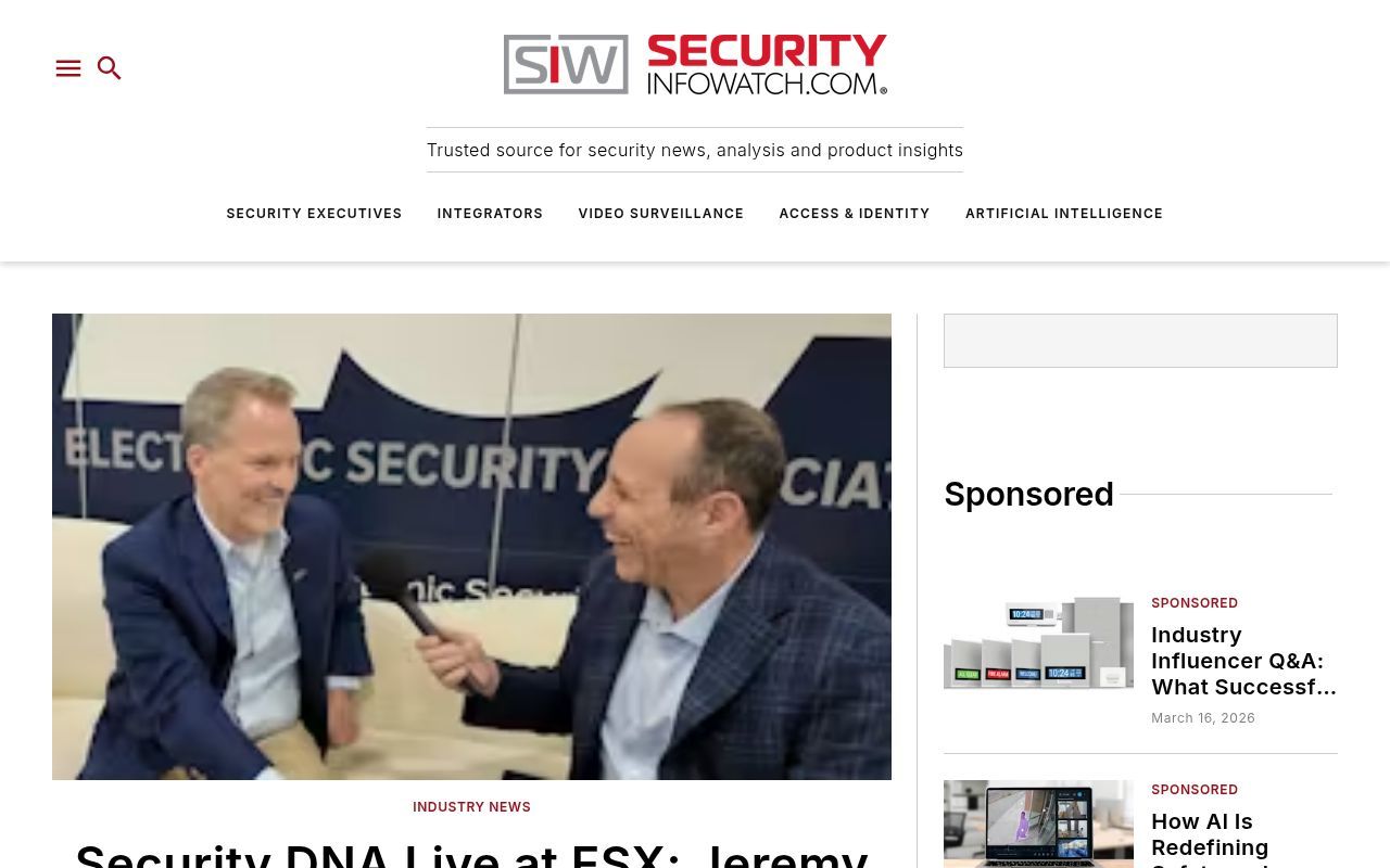 Homepage screenshot of securityinfowatch.com