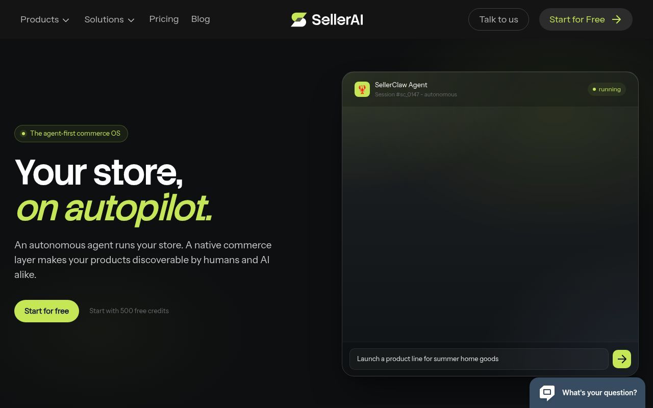 Homepage screenshot of sellerai.com