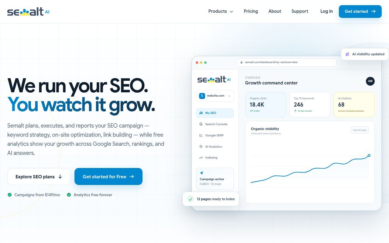 Homepage screenshot of semalt.com
