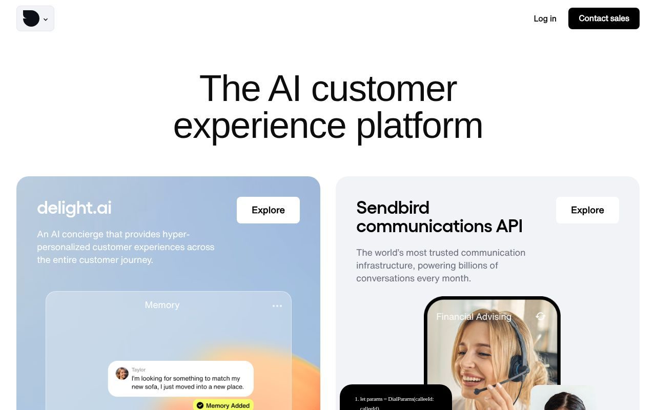 Homepage screenshot of sendbird.com