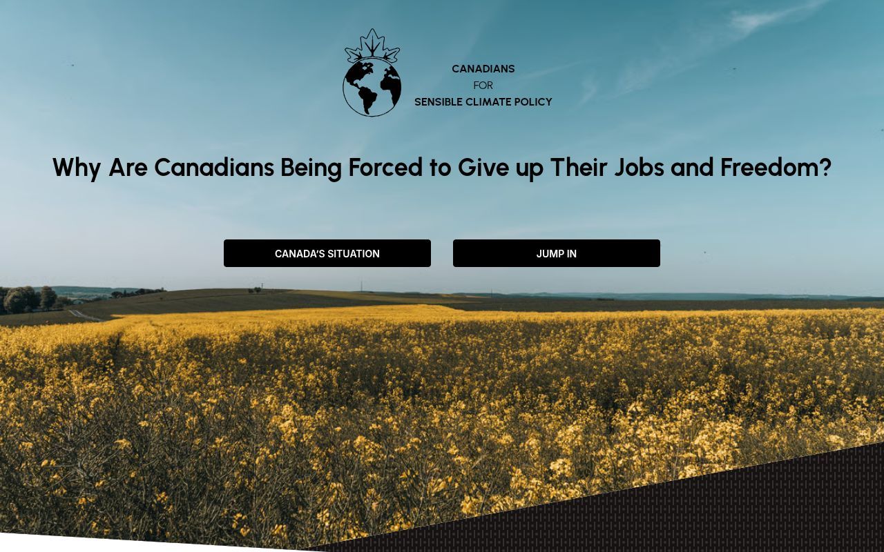 Homepage screenshot of sensiblechange.ca