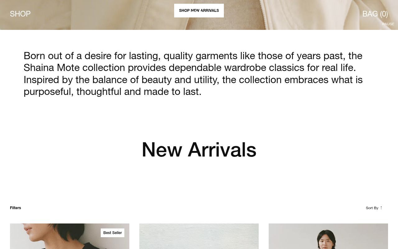 Homepage screenshot of shainamote.com