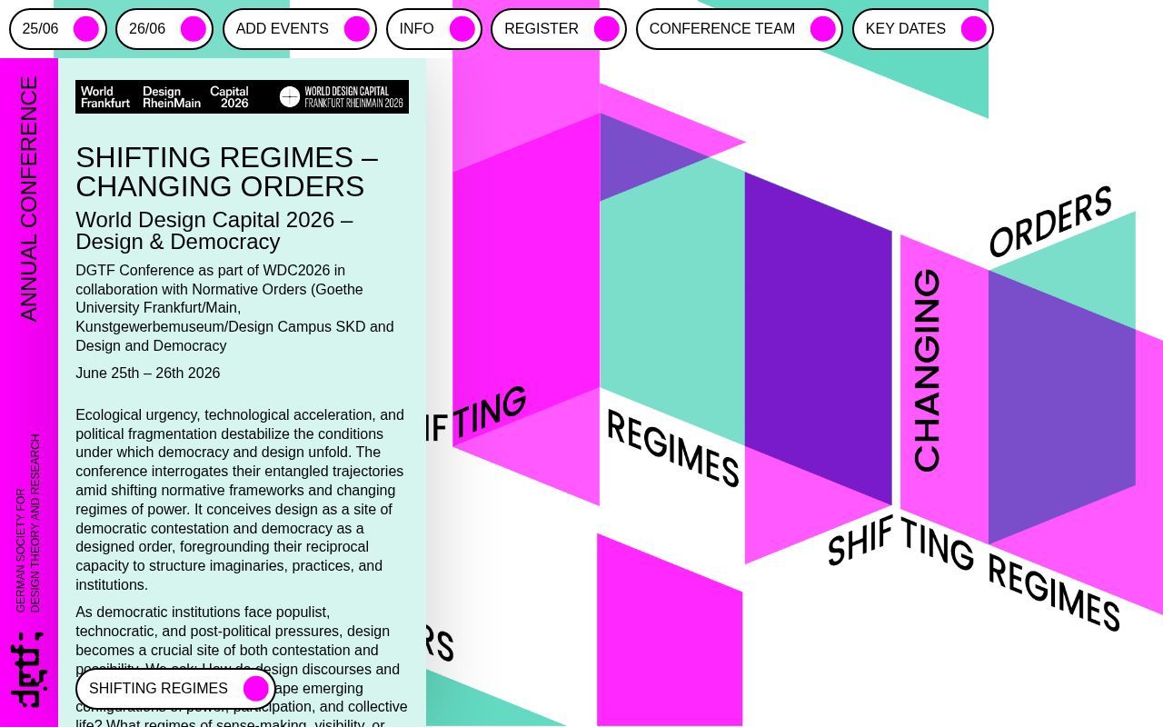 Homepage screenshot of shifting-regimes.dgtf.de