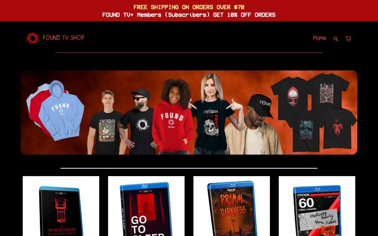 Homepage screenshot of shop.foundtv.com