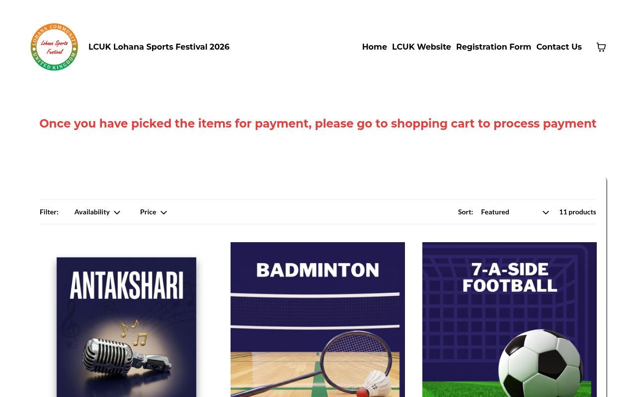 Homepage screenshot of shop.lcuk.org.uk