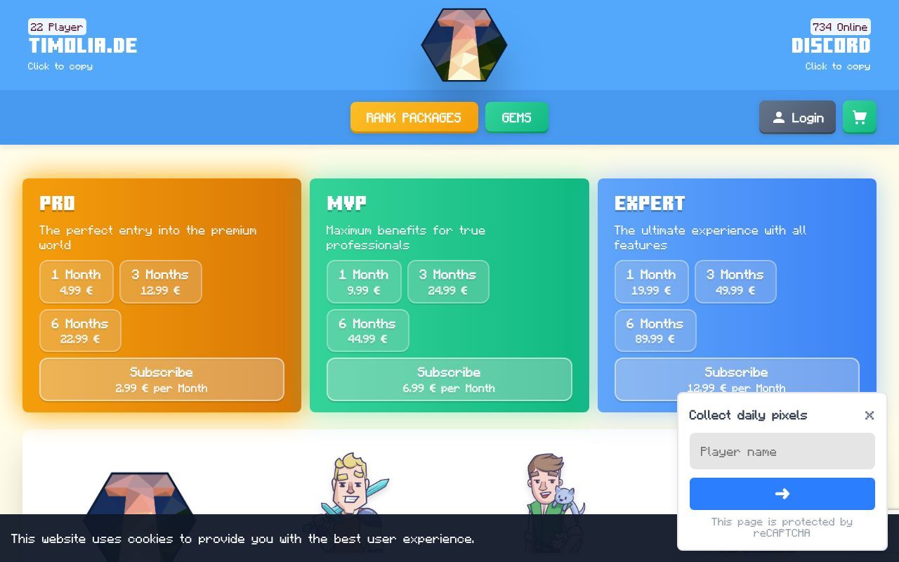 Homepage screenshot of shop.timolia.de