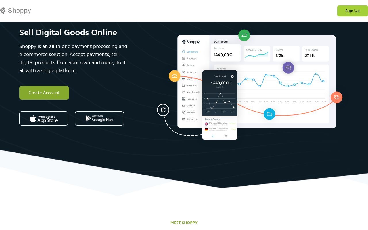 Homepage screenshot of shoppy.gg