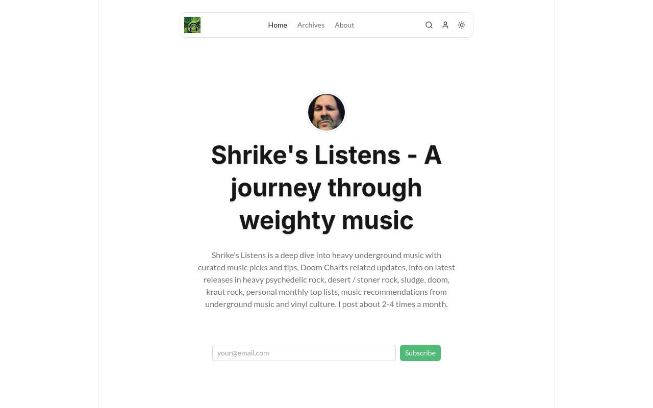 Homepage screenshot of shrike.writizzy.blog