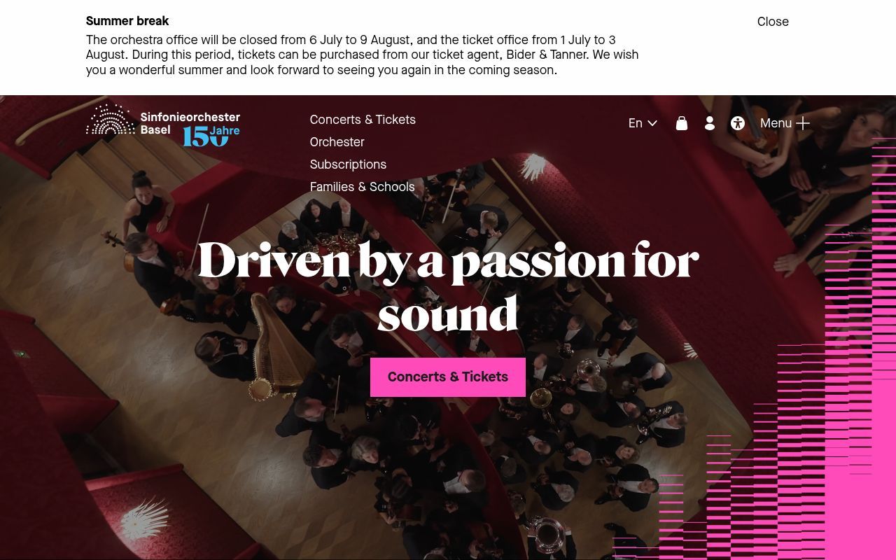 Homepage screenshot of sinfonieorchesterbasel.ch